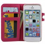 Wholesale iPhone 5C Diamond Flip Leather Wallet Case (Hot Pink)